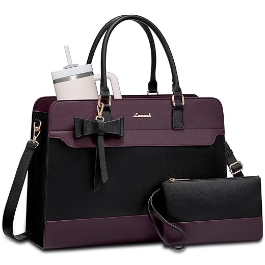 LOVEVOOK Laptop Tote Bag for Women,Leather Work Bag, Waterproof Business Teacher Bag,Large Computer Handbag Purse Briefcase,Office Gifts for Women