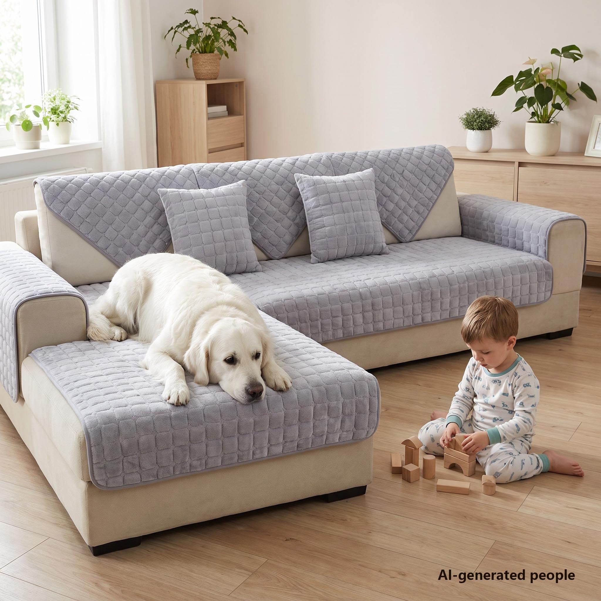 WYJHNL Sofabezug/Sofahusse, Sofabezüge/Schonbezüfe Super Weicher Flanell Dick Warm überwürfe/Sofaschoner Bequemer Plüsch rutschfest Decke Möbelschutz Für Wohnzimmer 110 * 160cm Light Grey