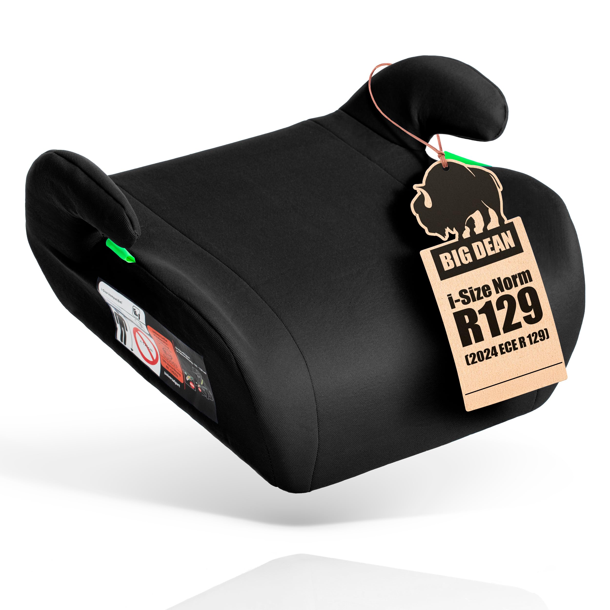 Kindersitzerhöhung nach neuster i-Size Norm R129 Schwarz Sitzerhöhung (125-150cm) Kinder Auto BigDean