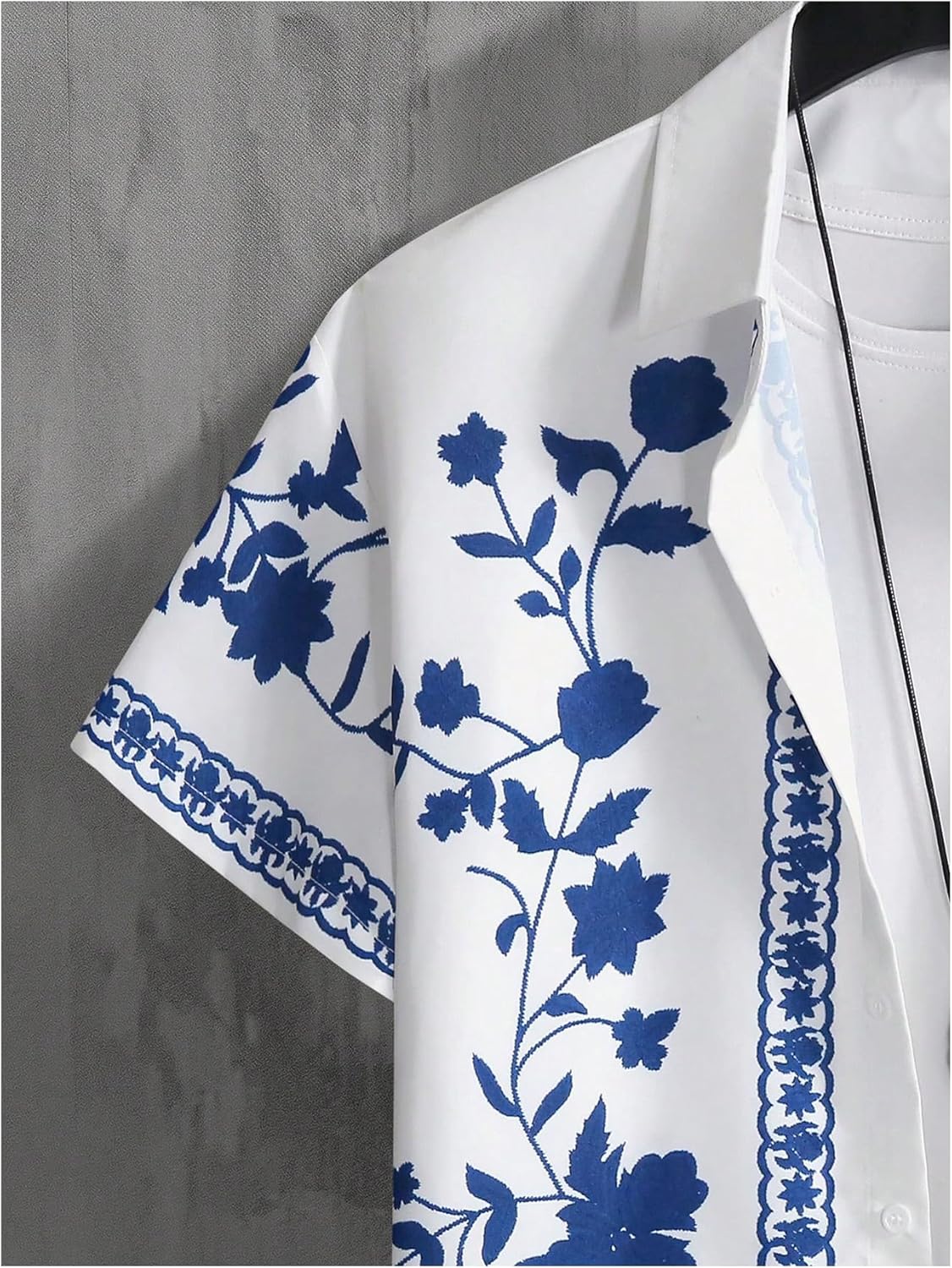 OYOANGLE Men's Floral Boho Button Down Shirt Short Sleeve Hawaiian Vacation Holiday Tops - Image 4