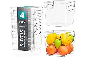 Sorbus Small Clear Storage Cubes Organizer Bins for Shelves, Clothes, with Handle