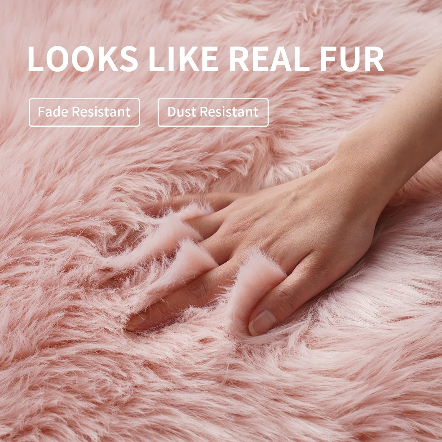 Small Faux Fur Rug, 2x4 ft Ultra Soft Sheepskin Rugs Chair Sofa Cover Seat Pad, Pink Fluffy Shag Rug for Bedroom Nursery Kids Room, Luxury Shaggy Rug Fuzzy Plush Floor Carpets, Cute Dorm Home Decor
