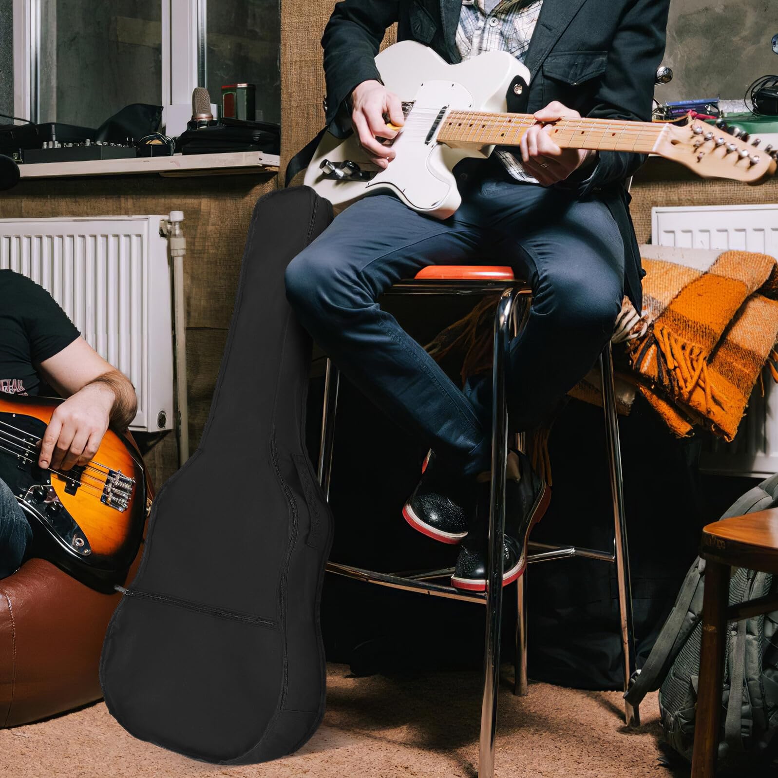 TOYANDONA Guitare 38 Pouces Étanche avec Fermeture Éclair Latérale Double Curseur et Grosse Poche Zippée, Bandoulière Réglable pour Transport Confortable, pour Guitare Acoustique