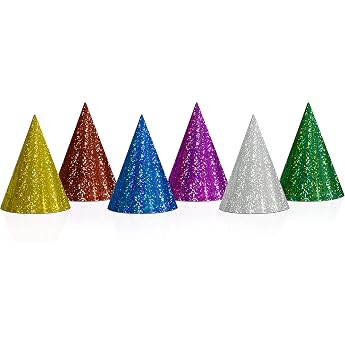 PartyDeco Party Hats Hologram Glitter - Party Hats Costume Fancy Dress Headdress - Mix Pack of 20