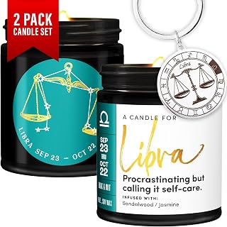 WAX & WIT Libra Gifts for Women, Zodiac Gifts for Women, Astrology Gift, Zodiac Candles, Libra Candle, September October Birthday Gift for Woman, Astrology Candle - 9oz