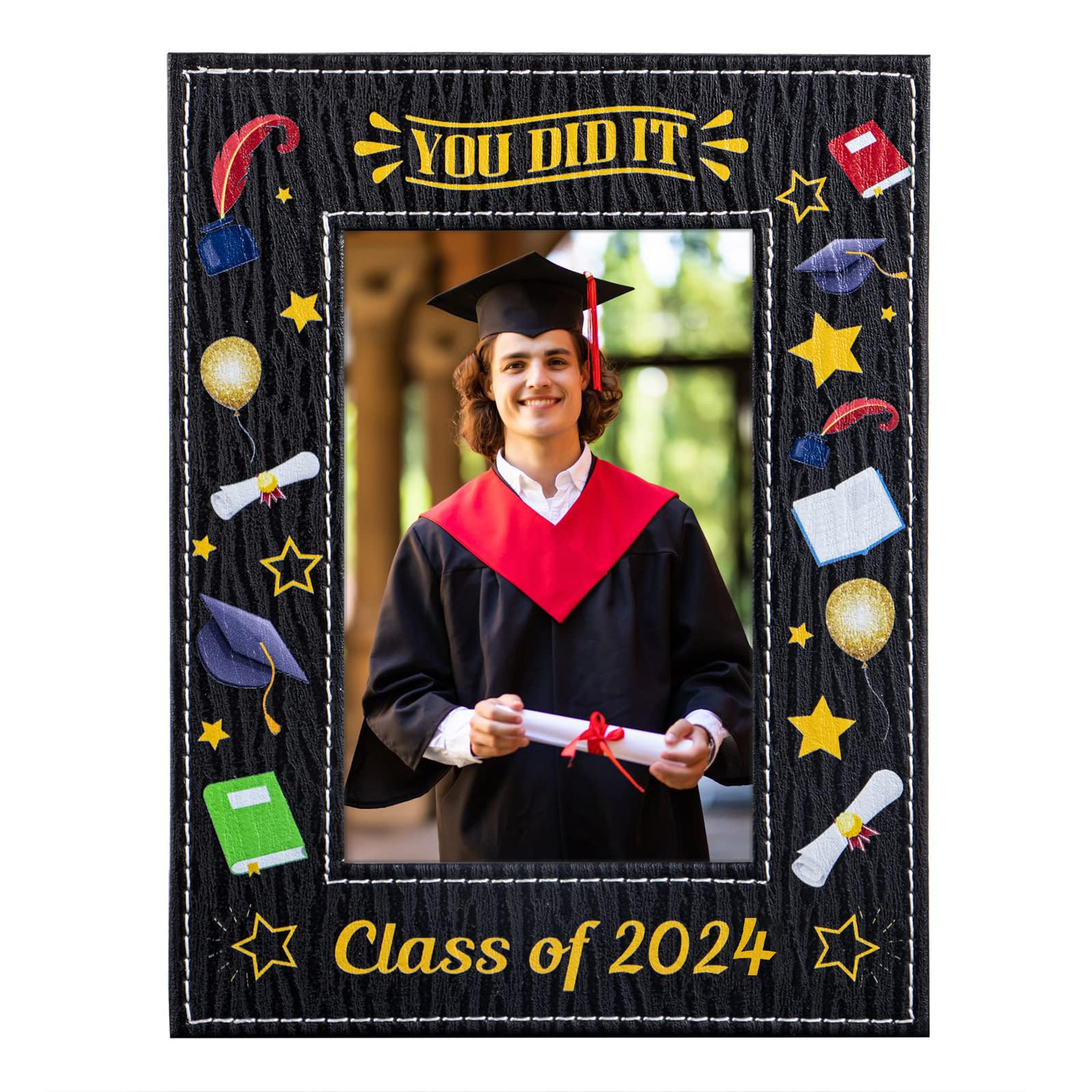 PETCEEGraduation Picture Frame 2024 Gifts for Her Him Class of 2024 Junior High School University College Graduation Photo Frames for Graduate Girls Boys Your Daughter Son