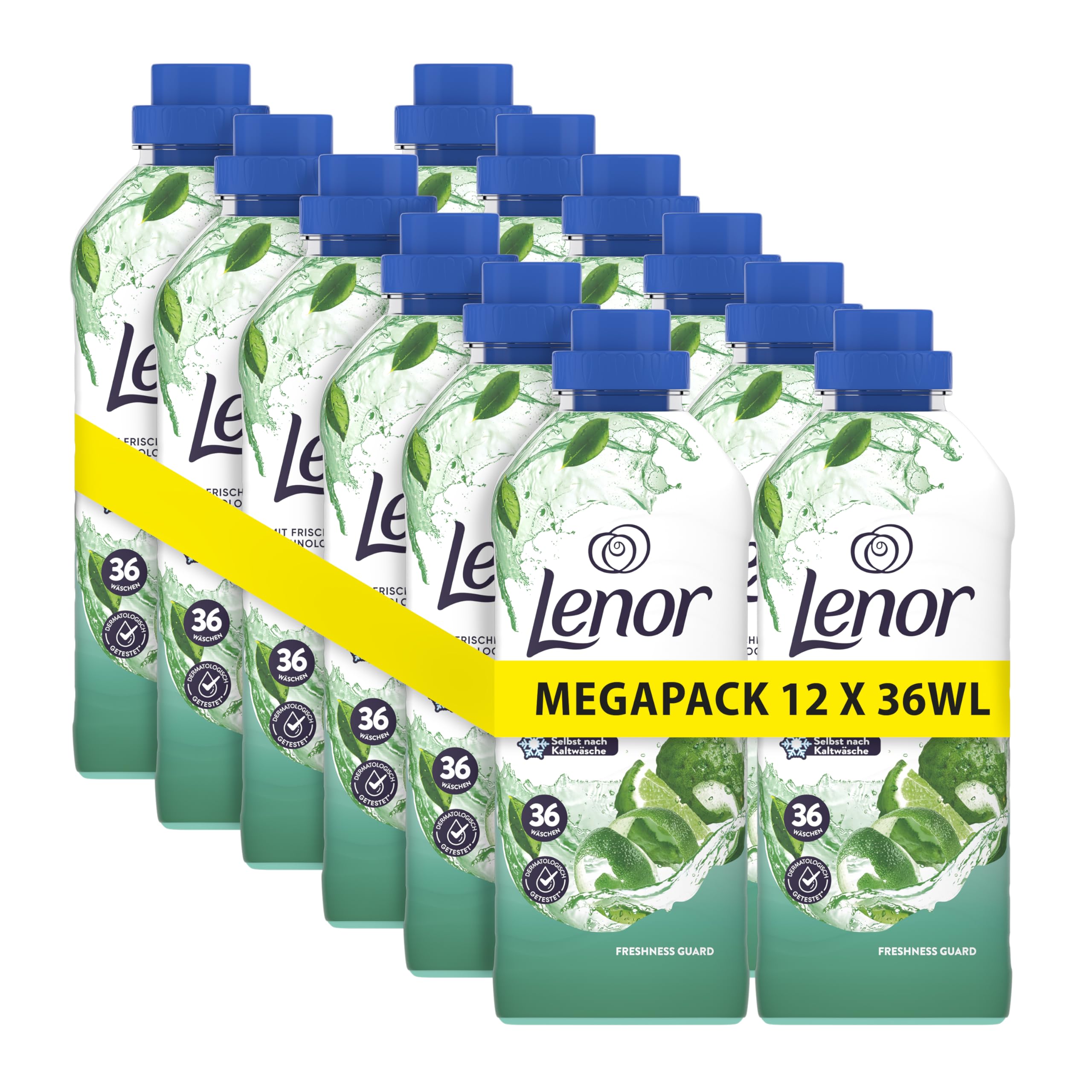 Lenor Płyn do płukania tkanin Megapack 12 × 36 cykli prania, Freshness Guard Ariel, uczucie "jak świeżo pod prysznicem", z aktywną ochroną przed zapachami