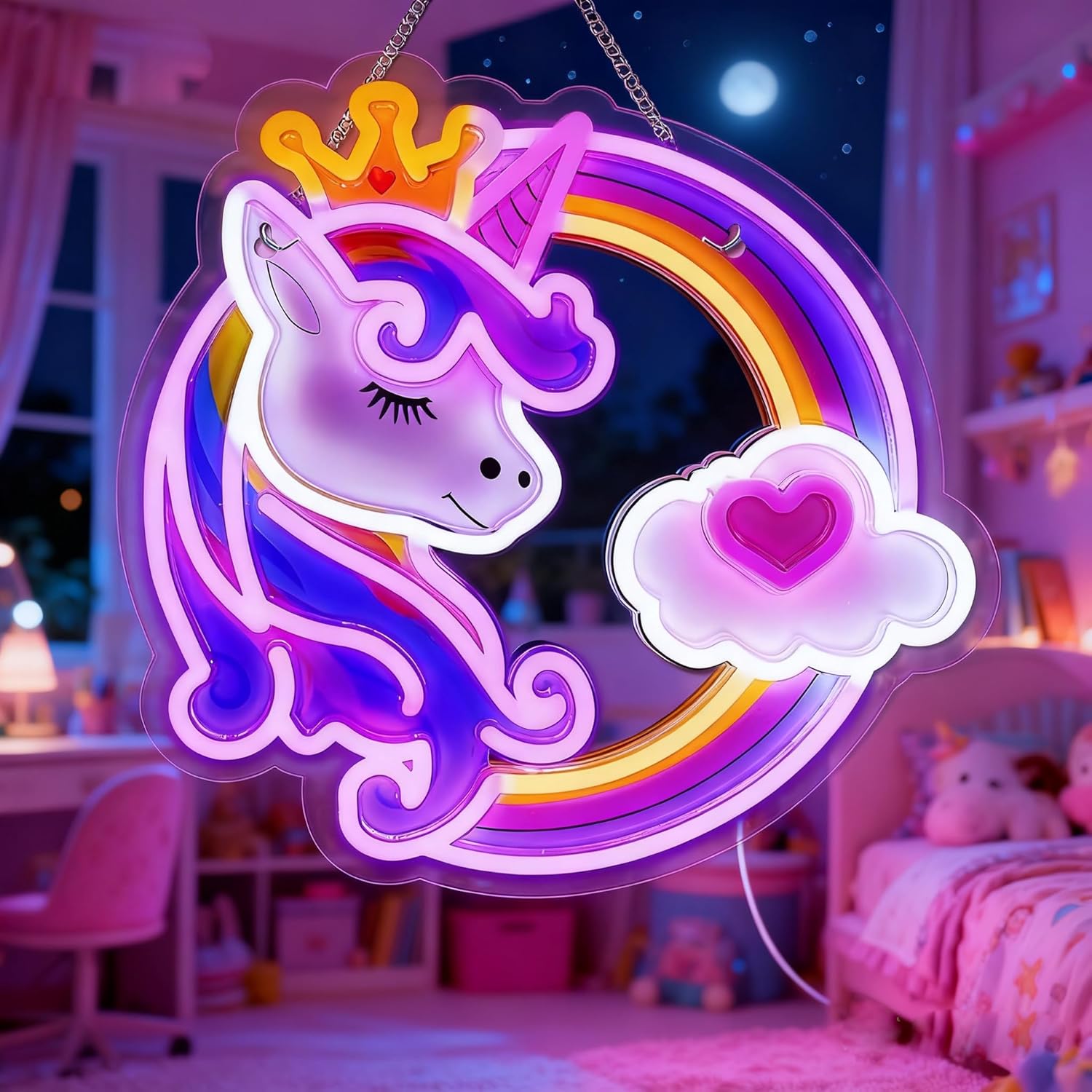 Unicorn Neon Sign Dimmable Rainbow LED Lights for Girls Room, USB Powered Wall Decor, Kids Bedroom Gift for Christmas Birthday - Image 4
