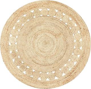 Runder Jute-Teppich Jemina handgemacht aus Jute in Natur-Beige 120 cm