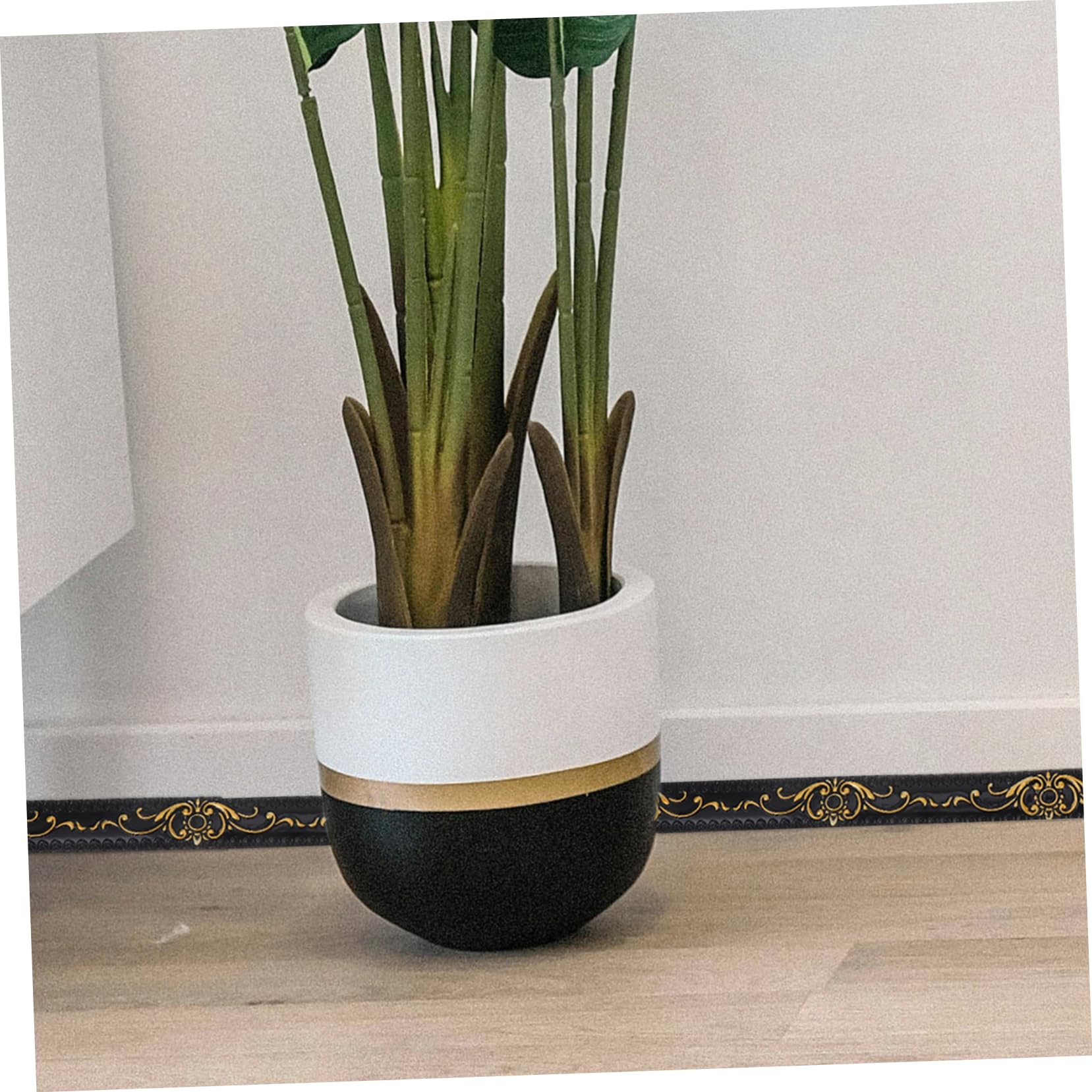 Moldura Decorativa Autoadhesiva de Pvc Efecto Yeso Negro