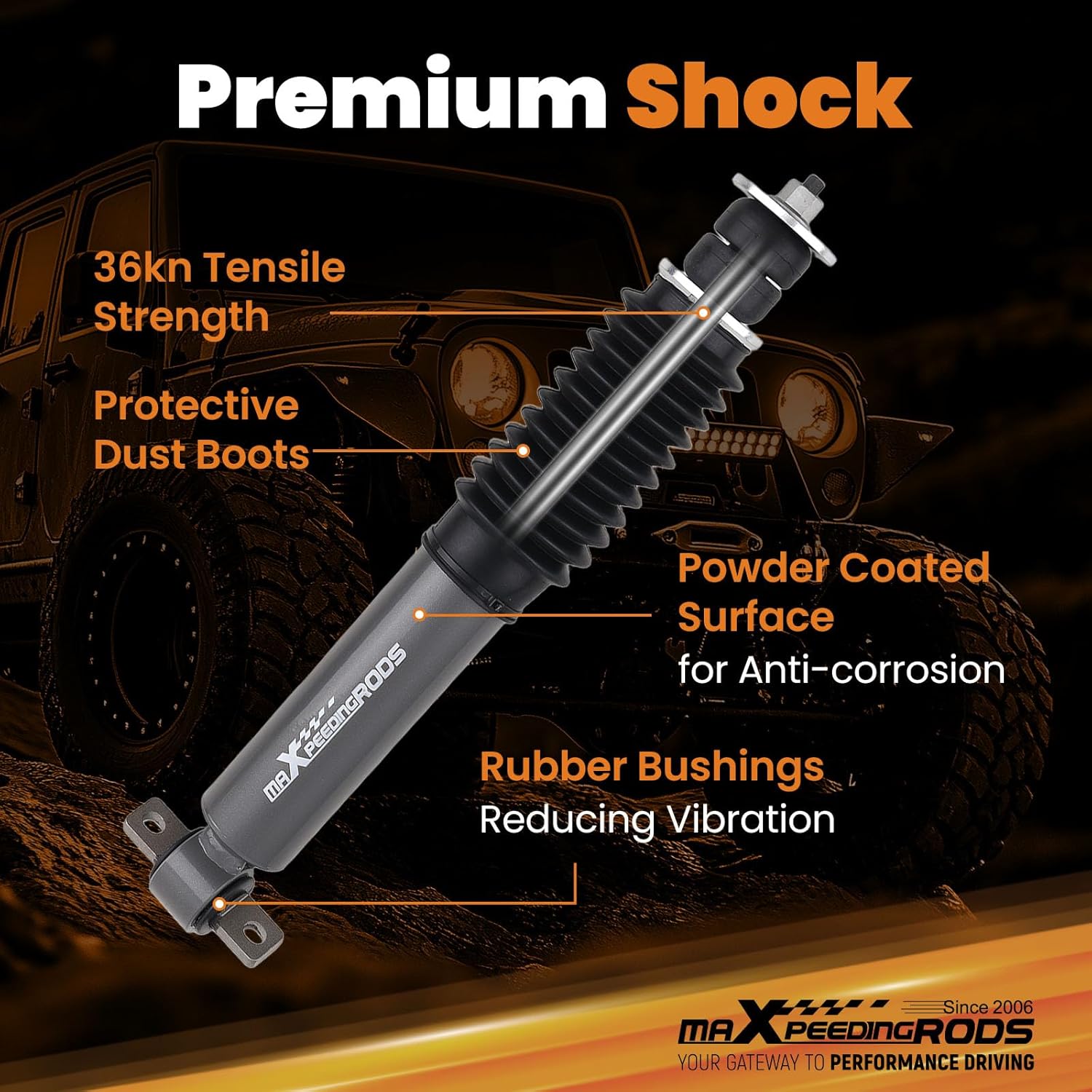 maXpeedingrods 0-2" Front Shocks for Dodge Ram 1500 2WD 2009-2023, G1 Version