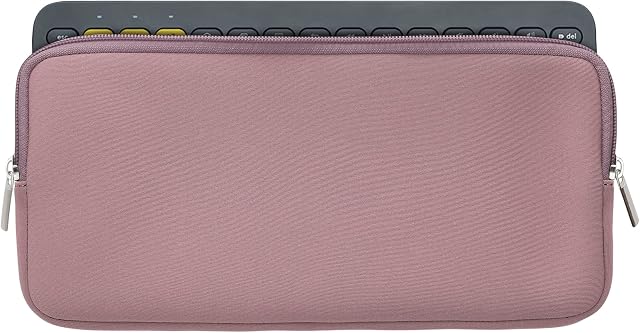 kwmobile Neoprene Pouch Compatible with Logitech K380 - Keyboard Protector Dust Cover with Zipper - Dark Rose