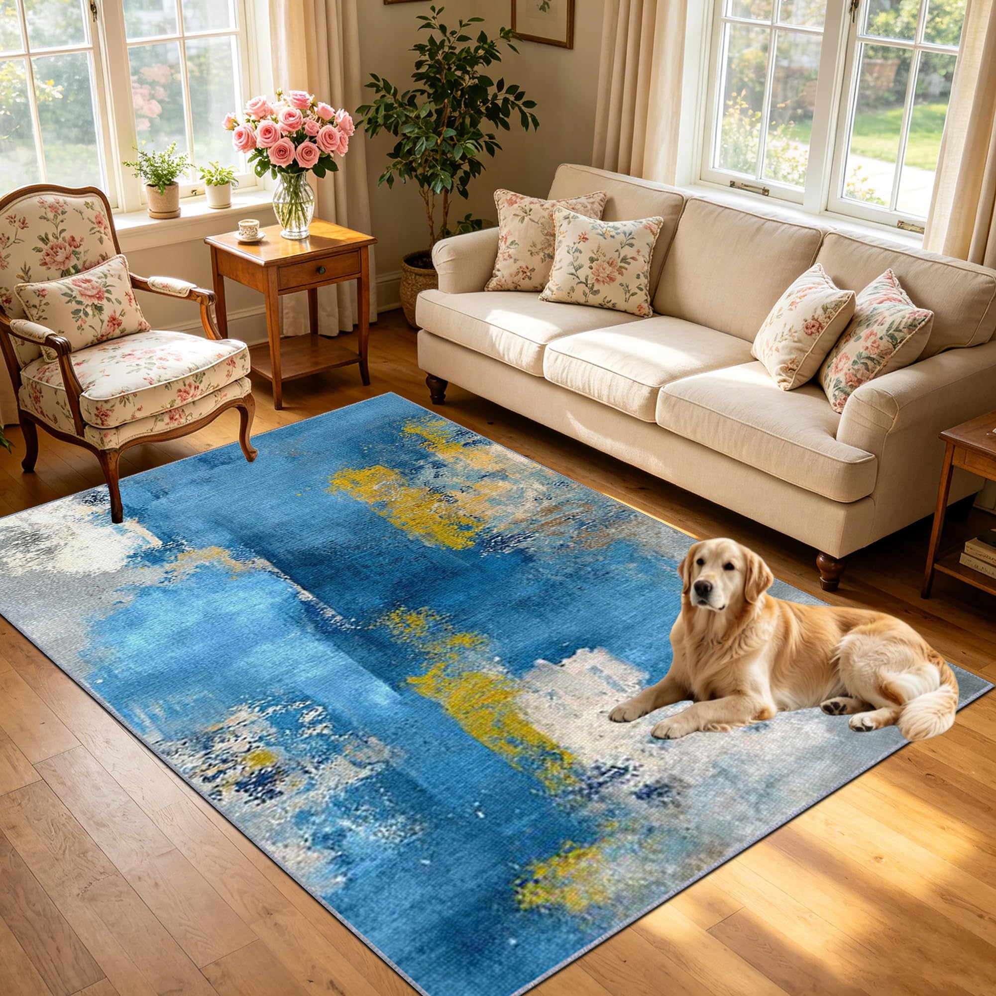 Tapis salon abstrait moderne 200x270 cm | Lavable et antidérapant pour grand confort