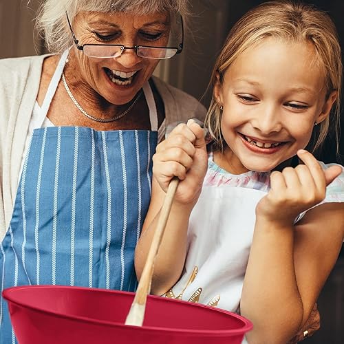 Miniatura 5 de edge Juego de 12 cuencos de plástico para mezclar, 6 cuencos de preparación y 6 tapas, para hornear, cocinar y almacenar, rojo tonal