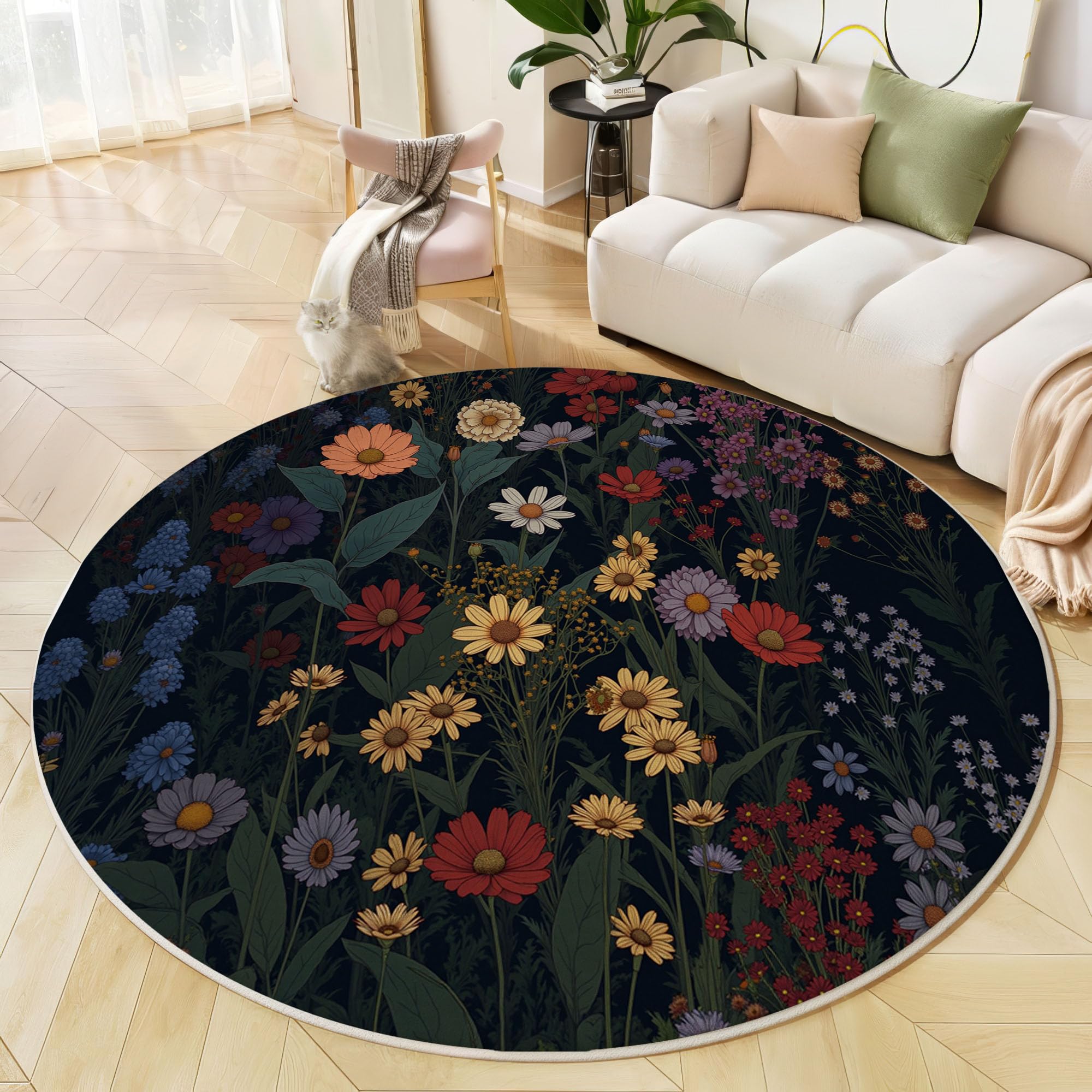 Tapis rond salon antidérapant pour sécuriser la chambre et l'entrée