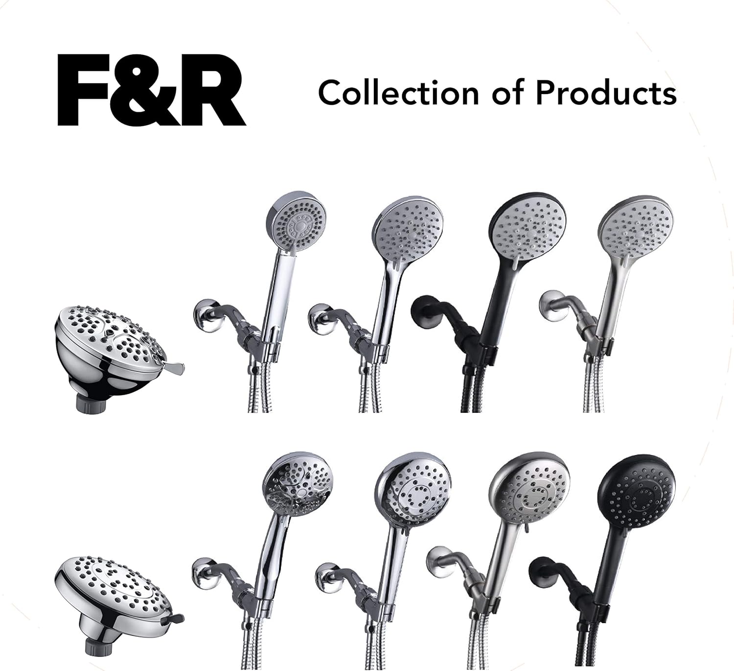 F&R 4.7" High Pressure 5 Spray Settings Fixed Shower Head AW2T502-F01CP