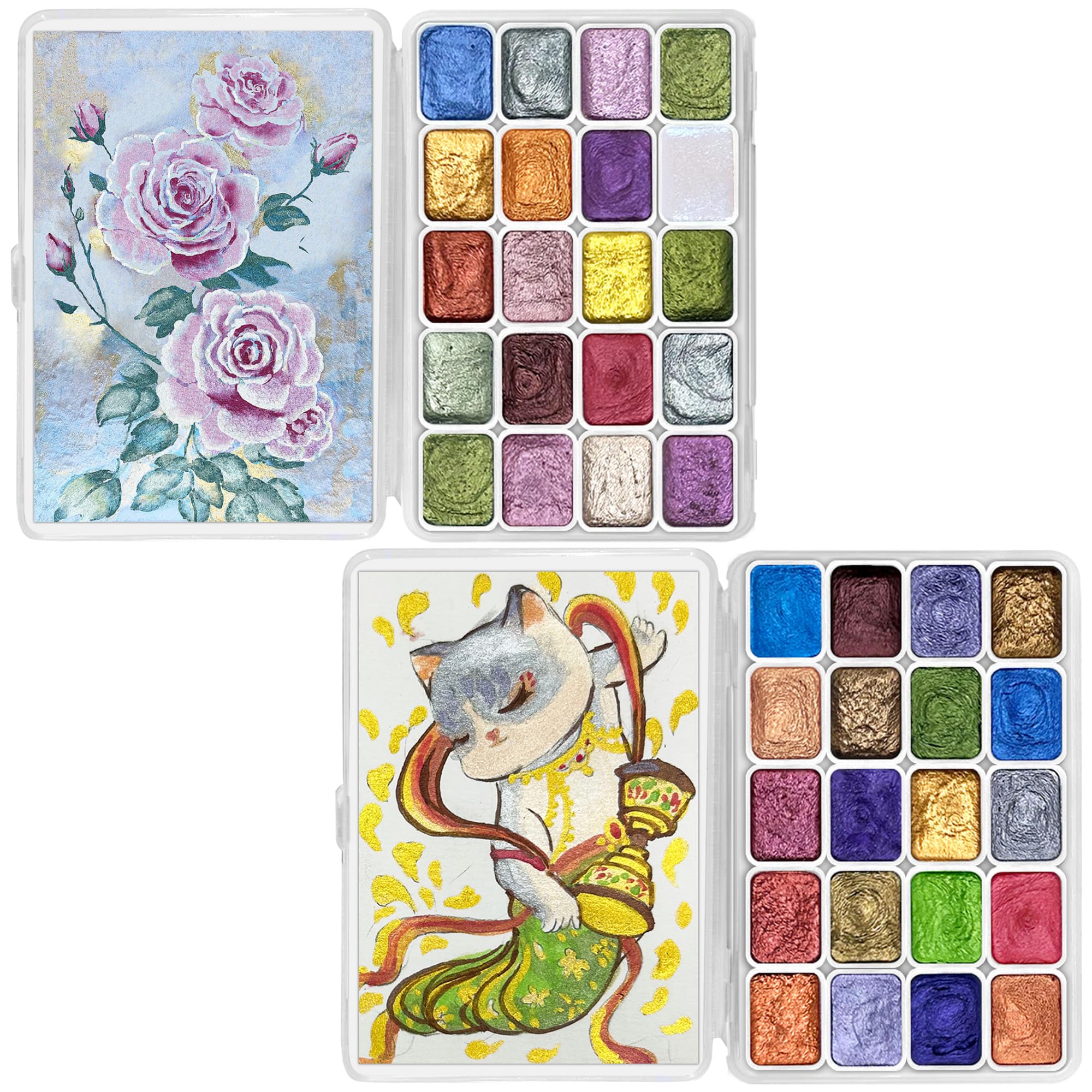 CraftyManor Mini Forestry Shifting Watercolor Painting Set, 40 Color Shifting Watercolor Paints