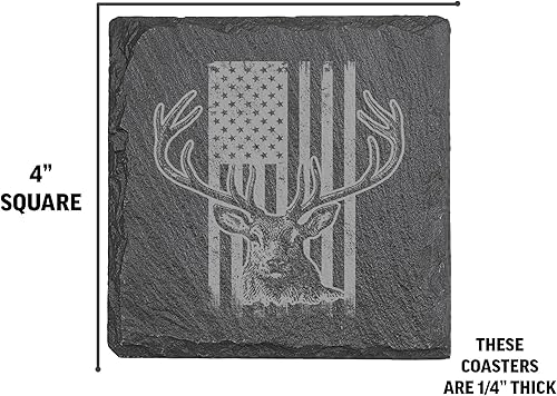 Miniatura 5 de Rogue River Tactical Juego de 4 posavasos de pizarra, juego de regalo de caza, bandera patriótica de Estados Unidos, juego de posavasos de regalo,