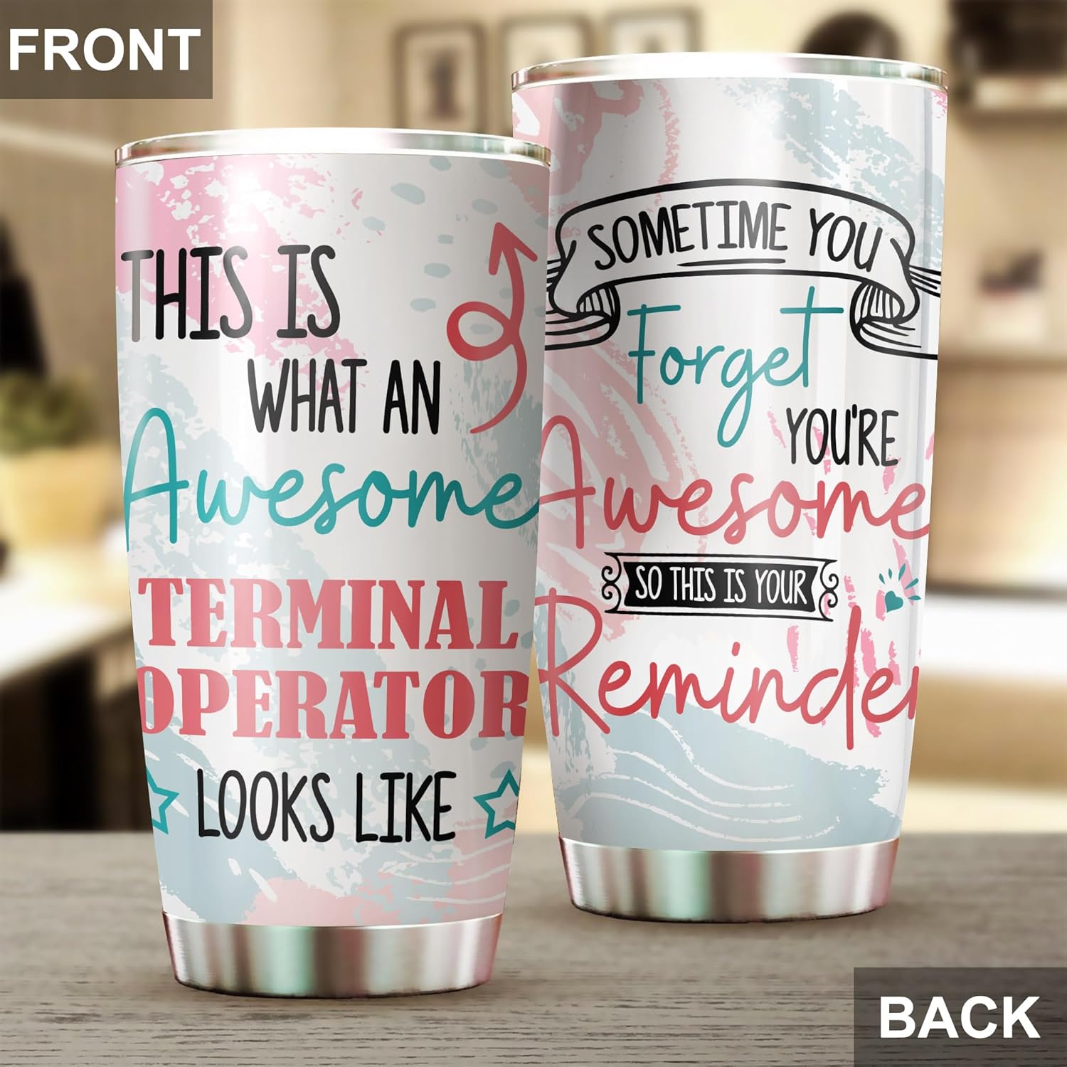 This Is What An Awesome Terminal Operator Tumbler Stainless Steel 20oz, Funny Gifts For Office Women Men Work Friend Coworker, Funny Driking Coffee Cup For Birthday Christmas