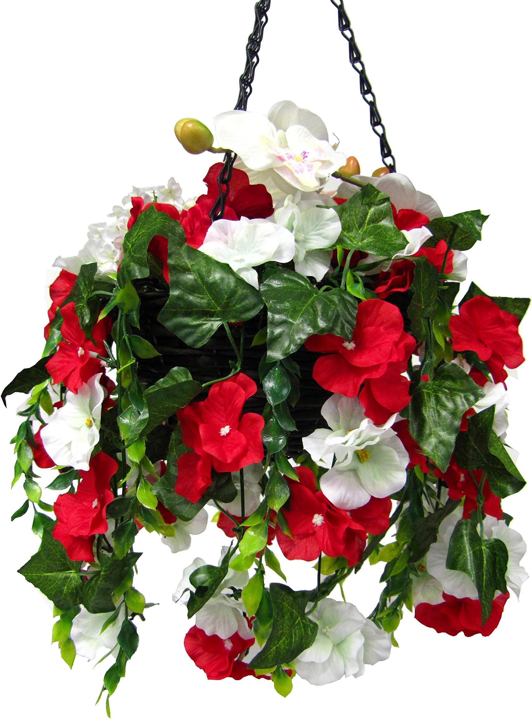 Loxton Outdoor Artificial Hanging Basket in Pink & White