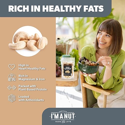 Miniatura 2 de Anacardos crudos premium de 32 onzas (2 libras) sin OGM, sin aditivos, probados por lotes, sin gluten y sin maní, bolsa resellable para frescura,