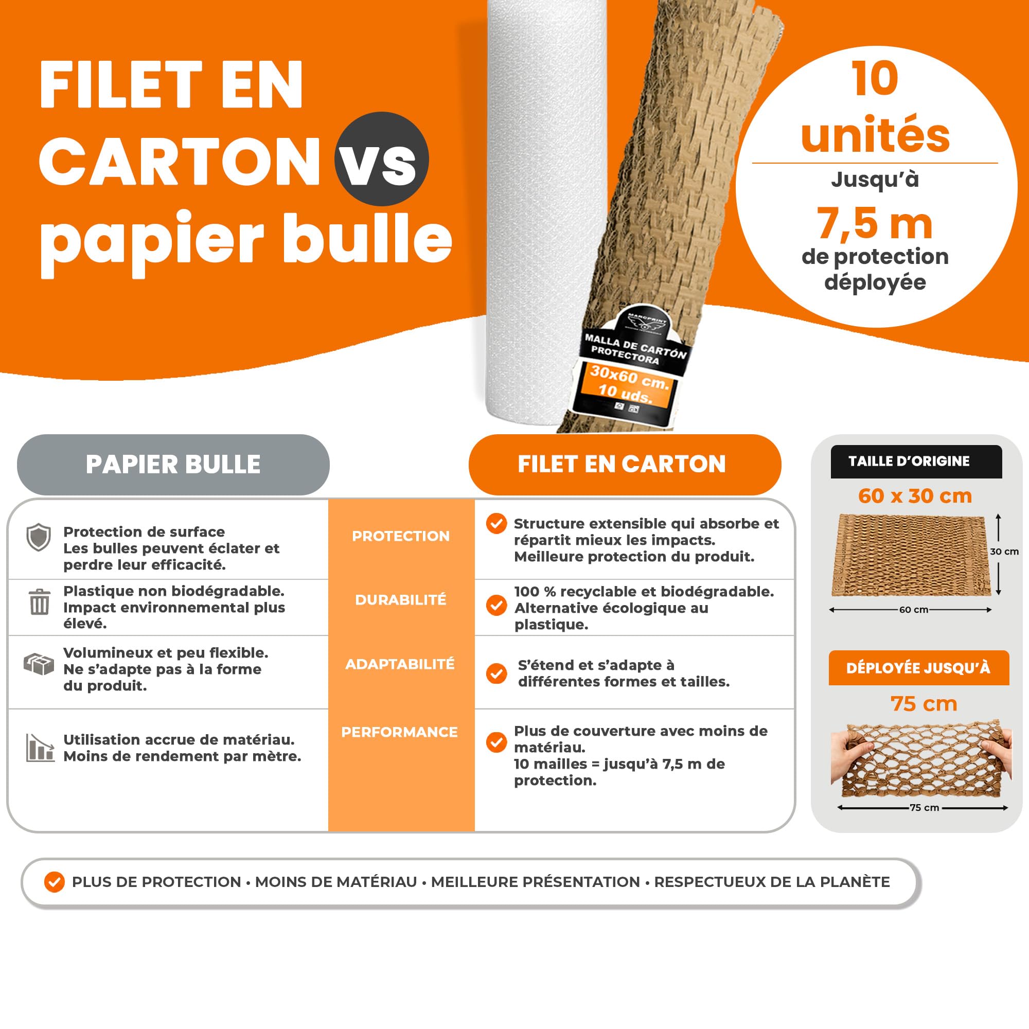 Carton Déménagement 50x30x30 cm Lot de 20 Boîtes Réutilisables Renforcés avec Filet de Protection