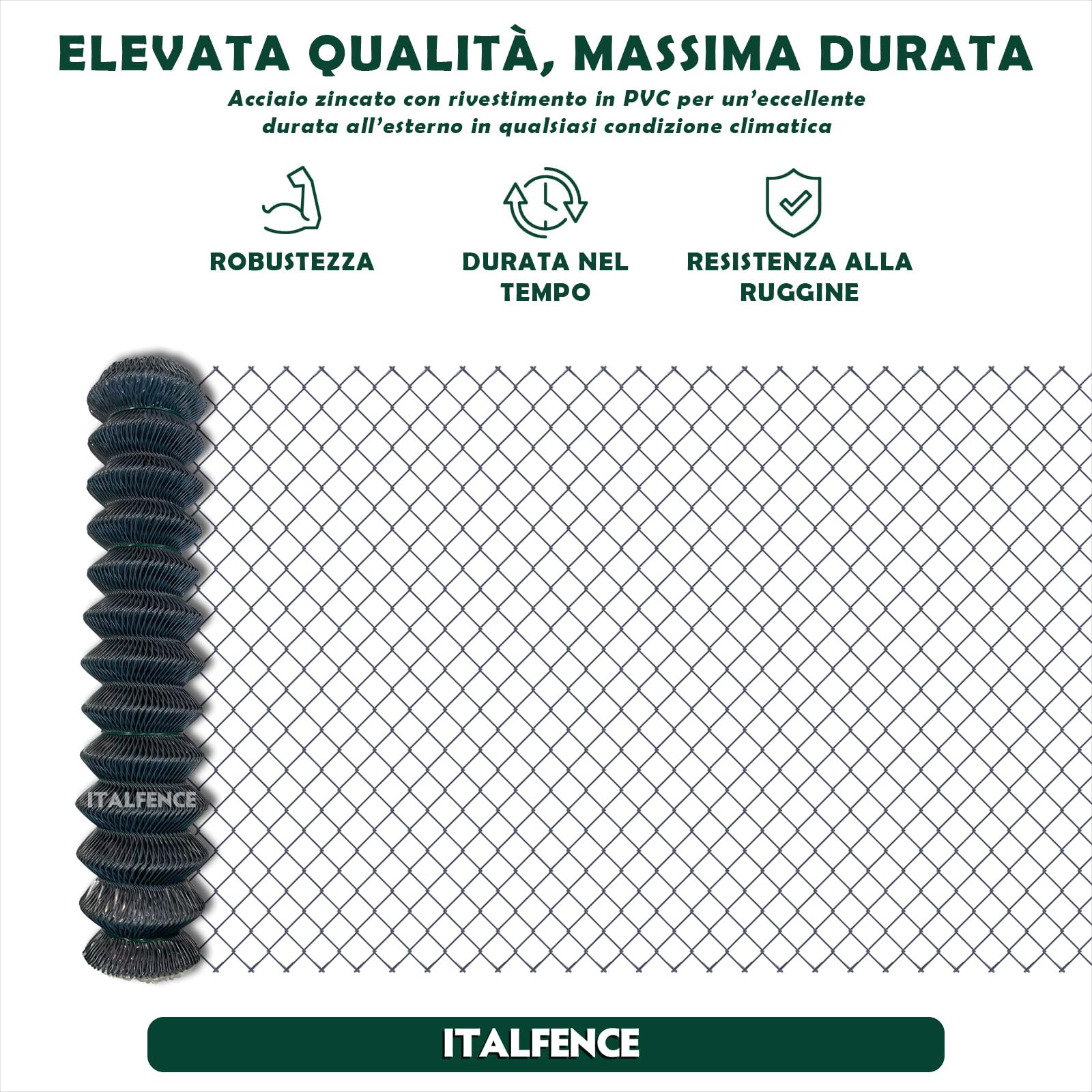 Rete metallica Ø2,40mm, plastificata romboidale antracite, 25m [100cm]