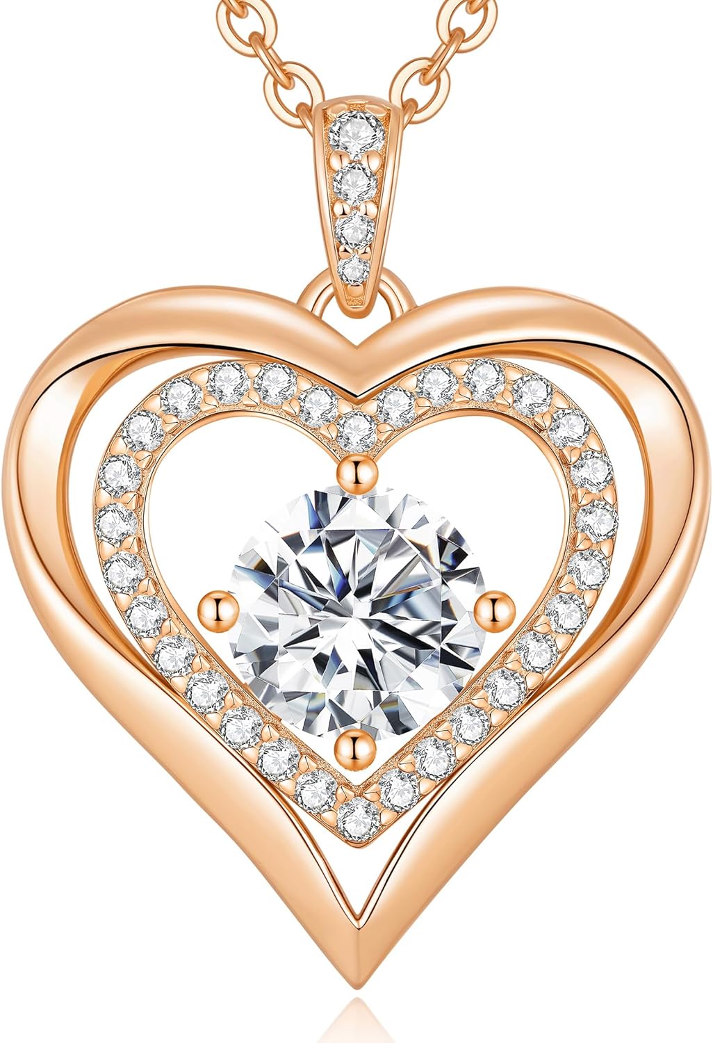 ANDSO Moissanite Heart Pendant Necklaces for Women, 925 Sterling Silver Necklace Engraved with 'I LOVE YOU', Ideal Mothers Day Anniversary Birthday Jewelry Gifts for Mom Wife Girlfriend Daughter Her