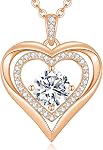 ANDSO Moissanite Heart Necklace for Women 1-3 Carat S925 Silver Pendant | Diamond-Like Sparkle, Gift-Ready Packaging for Wife, Mom, Girlfriend or Treat Yourself, Anniversary Birthday Jewelry Gifts