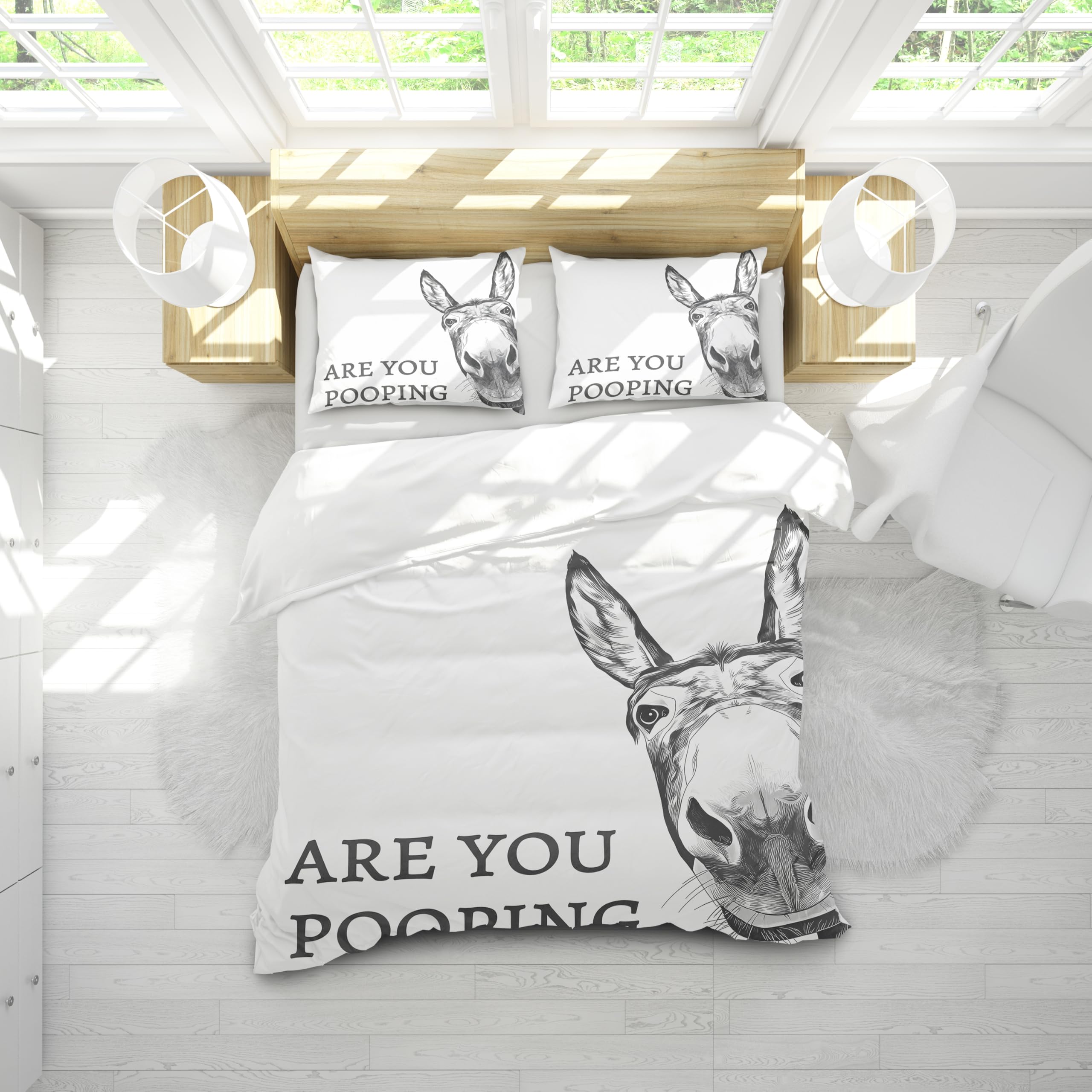 Housse de couette âne anti-transpiration lit simple 120x200cm pour enfant