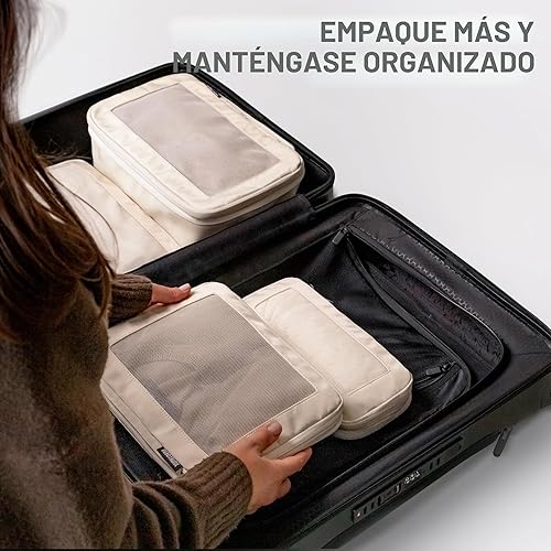 Miniatura 7 de Aerotrunk Cubos de embalaje de compresión para viajes, bolsas organizadoras de equipaje, cubos de embalaje con doble cremallera para maletas