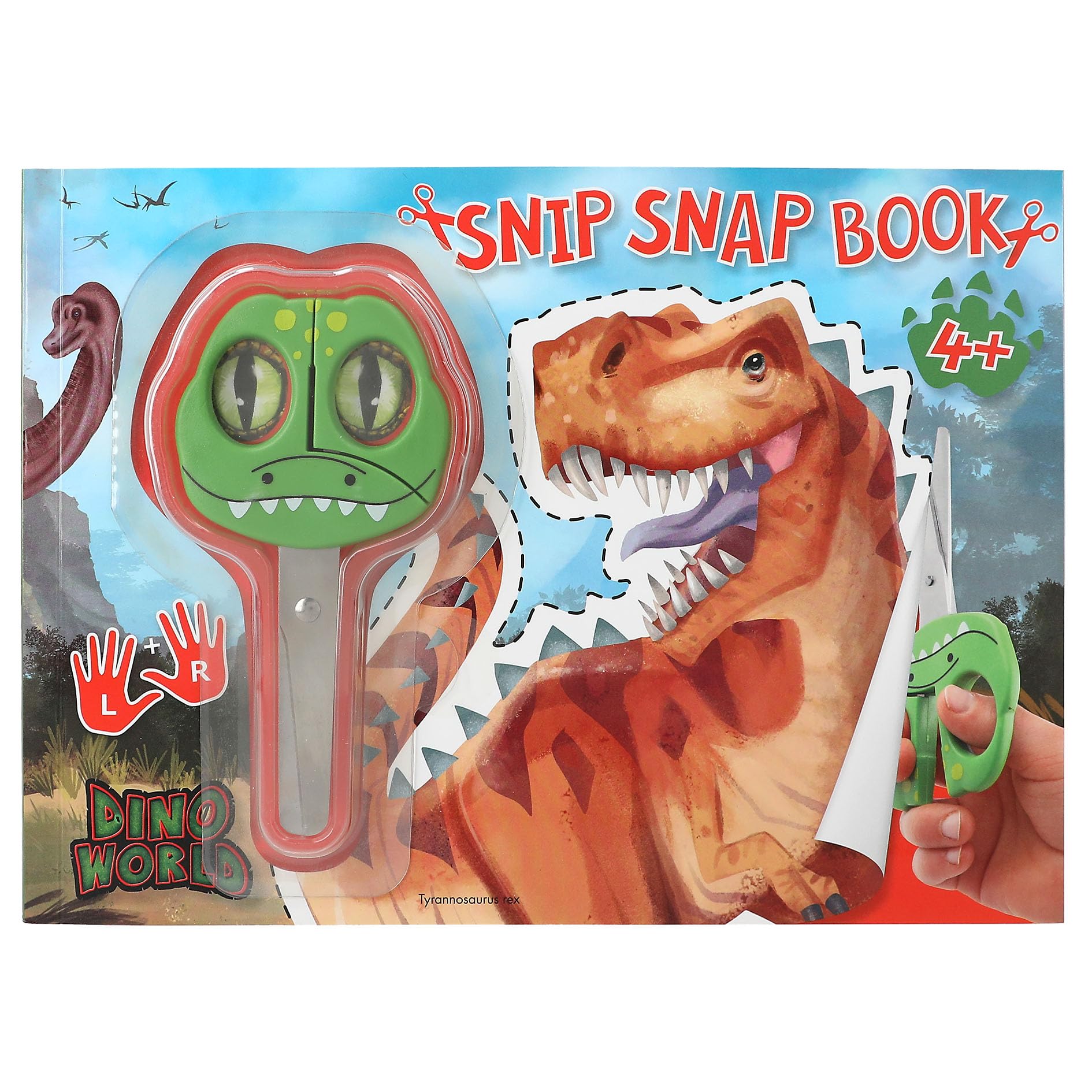 Depesche 12133 Dino World - SNIP Snap Book, Libro de Manualidades con Motivos de Dinosaurios, cuadernillo con Ejercicios de Recorte, Incl. Tijeras para niños, a Partir de 4 años