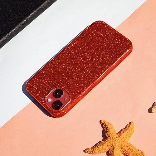 Miniatura 5 de MATEPROX Funda compatible con iPhone 13 Mini, fundas protectoras Bling Sparkle para niñas y mujeres, diseño de Navidad (rojo)