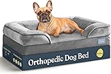 Orthopedic Sofa Dog Bed - Ultra Comfortable Dog Beds for Medium Dogs - Breathable & Waterproof Pet Bed- Egg Foam Sofa Bed with Extra Head and Neck Support - Removable Washable Cover & Nonslip Bottom. Medium Gray