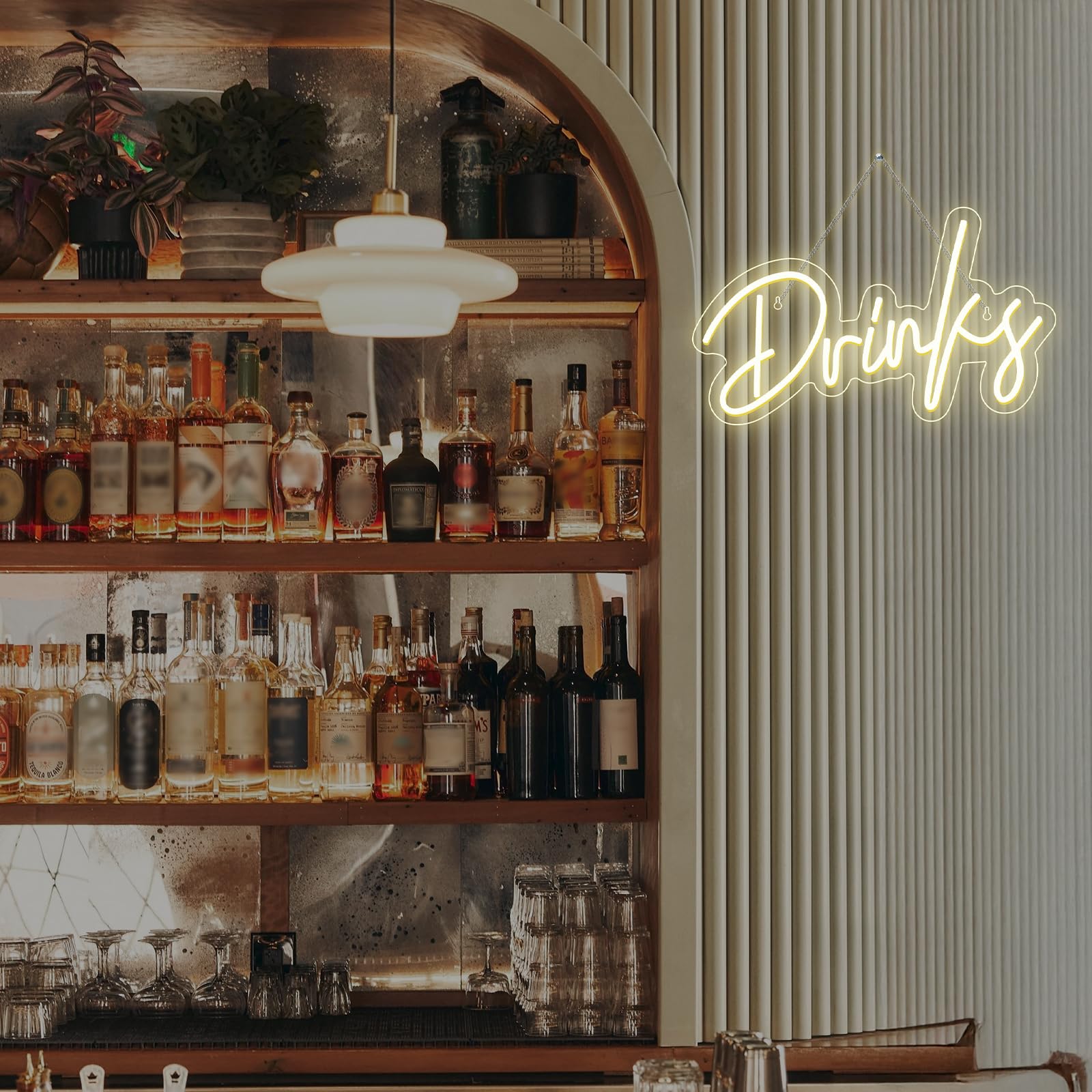 Looklight Drinks Buchstaben Leuchtreklame Warmweißes LED-Neonlicht Wort Lichtzeichen Neon Schild Dekorative Wandleuchten für Shop, Restaurant, Esszimmer, Bar, Pub, Party, Dekoration
