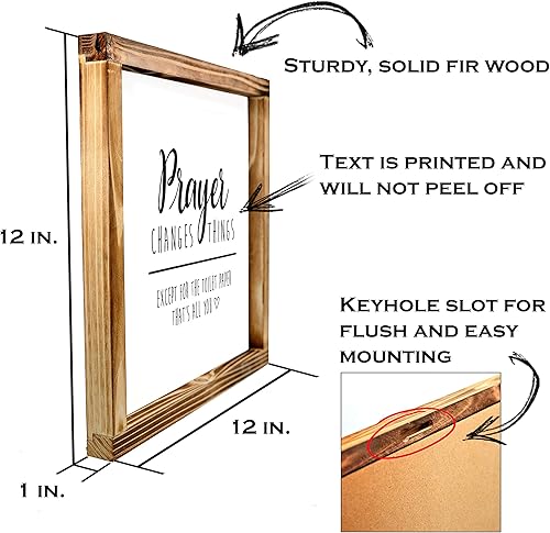 Miniatura 2 de Letrero para decoración de baño de 12 x 12pulgadas con la frase  Prayer Changes Things Except Toilet Paper, decoración de baño, letreros de baño de