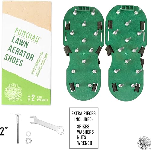 Miniatura 6 de Punchau. Zapatos resistentes con púas para airear el césped de su jardín o patio. Zapatos con hebillas de metal y 3 correas.