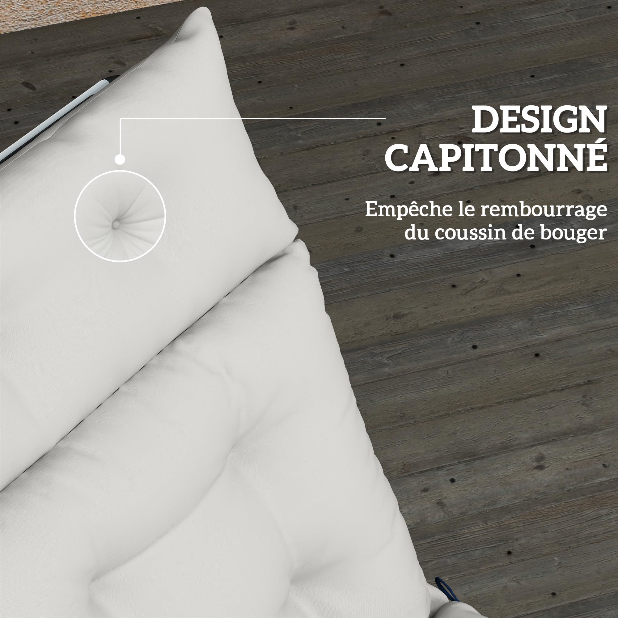 Outsunny Cojín Grueso para Tomar el Sol, cojín para Tumbona 190 x 56 x 10 cm, UPF20+, colchoneta para Tumbona con Seis Lazos, para jardín, terraza, balcón, Gris Claro | Cojín para silla larga, colchón para tumbona, con seis sujetadores, para jardín, terra