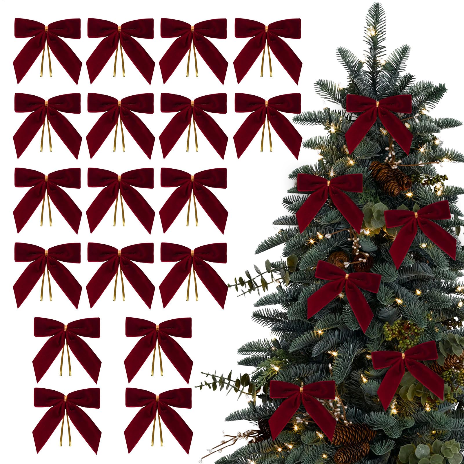 Lazos de Navidad de terciopelo anticaída con lazos de corbata para dulces