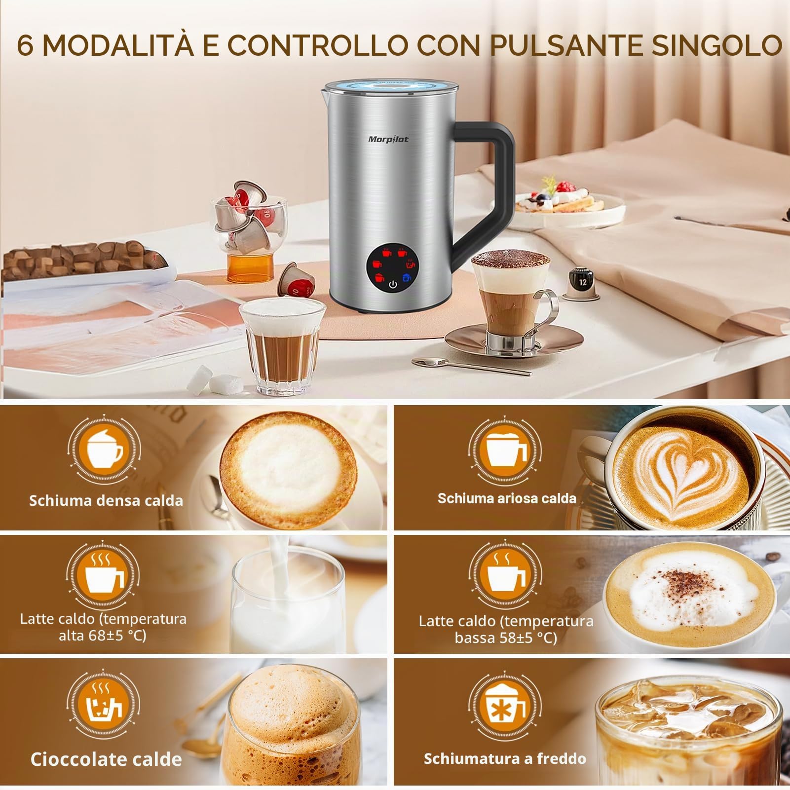 Montalatte elettrico 6 in 1