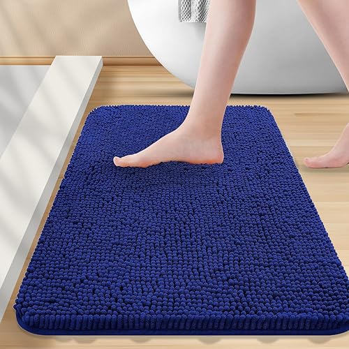 Alfombras de baño de felpilla extra suaves y absorbentes, de 24 x 16 pulgadas, parte trasera de goma de secado rápido, lavables a máquina, para