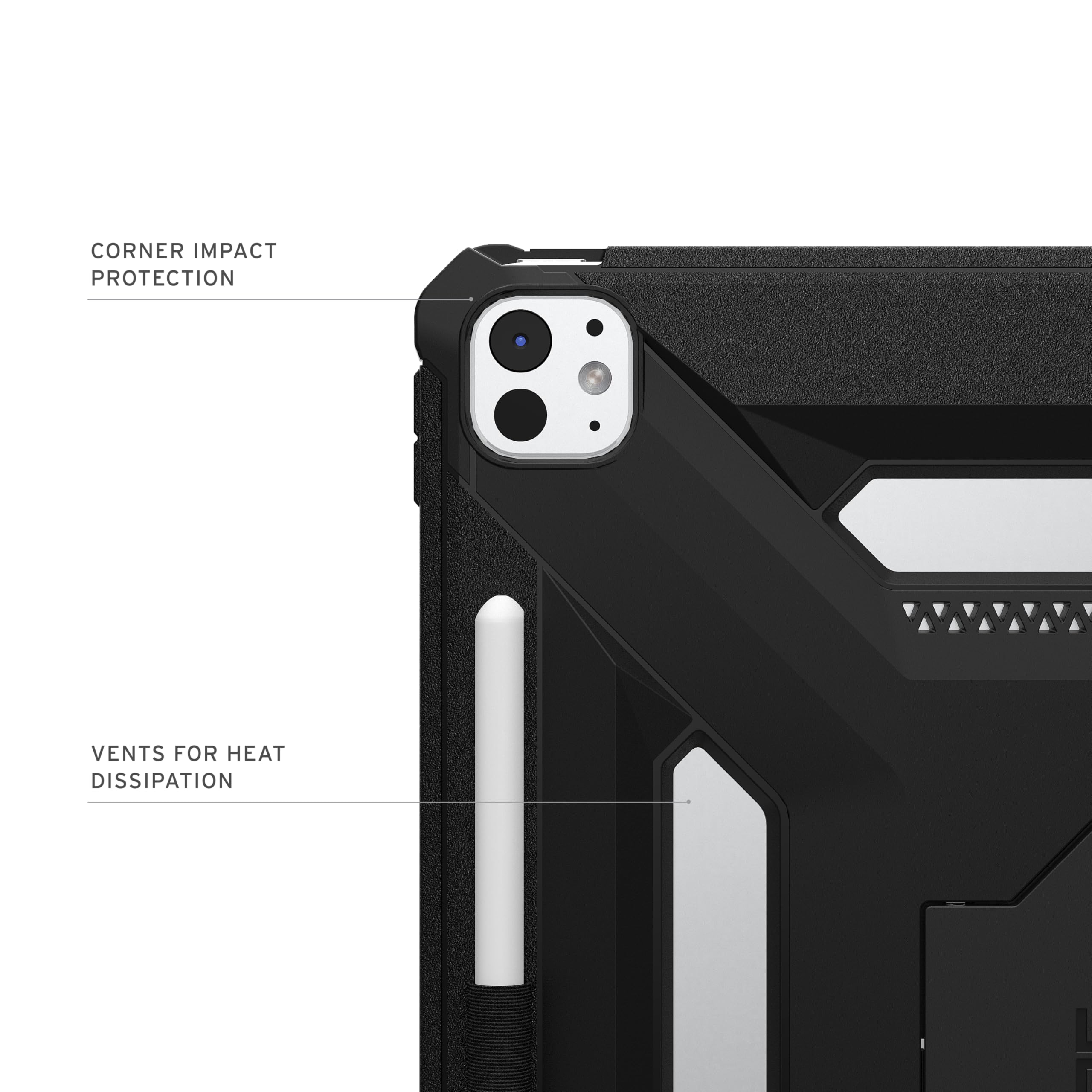 URBAN ARMOR GEAR UAG - Custodia protettiva progettata per iPad Pro 13" 8a/7a generazione 2024-2025 M5/M4 A3360 A3361 A3362 - Robusta custodia protettiva con cavalletto e portamatite Scout Plus nero