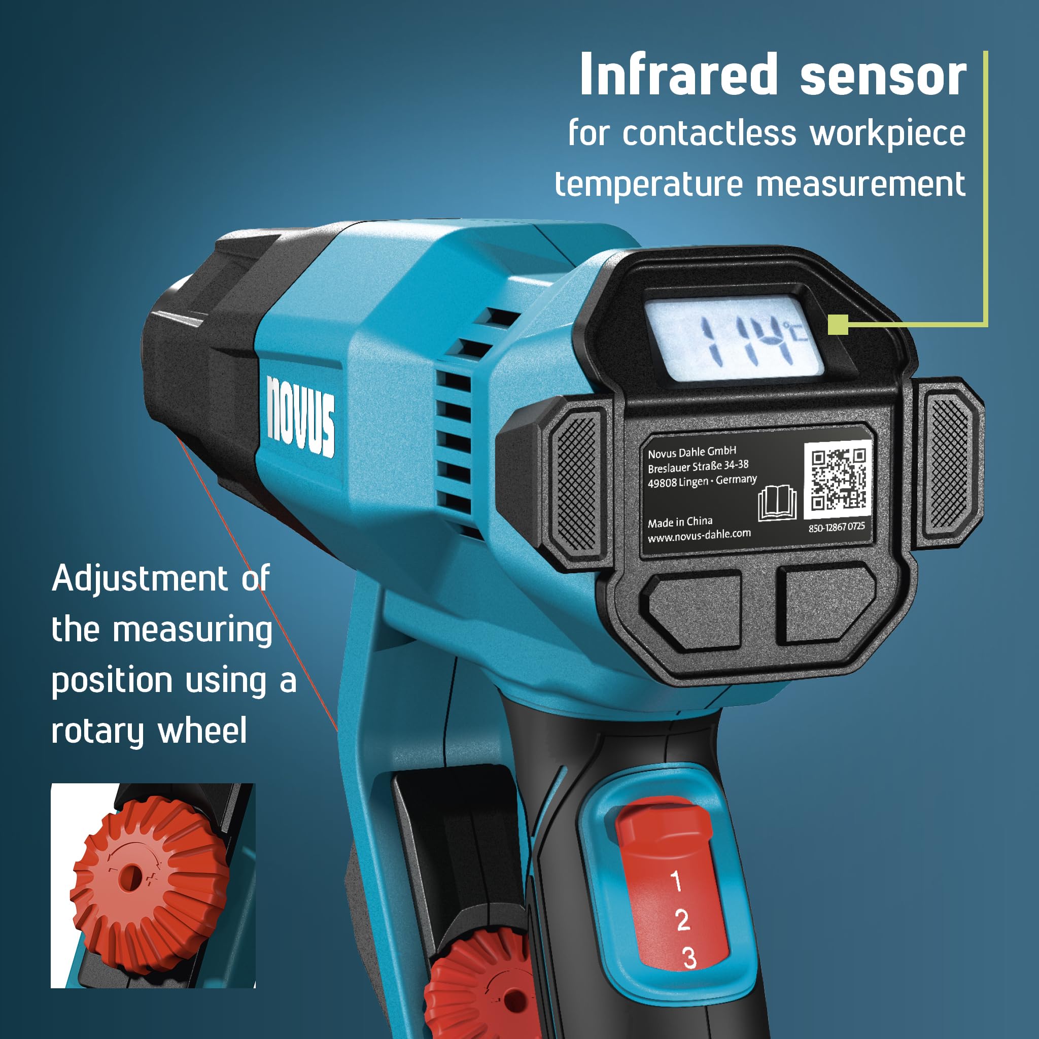 NOVUS TOOLS Pistolet à air chaud H-250, 80-600 °C, chauffage en céramique