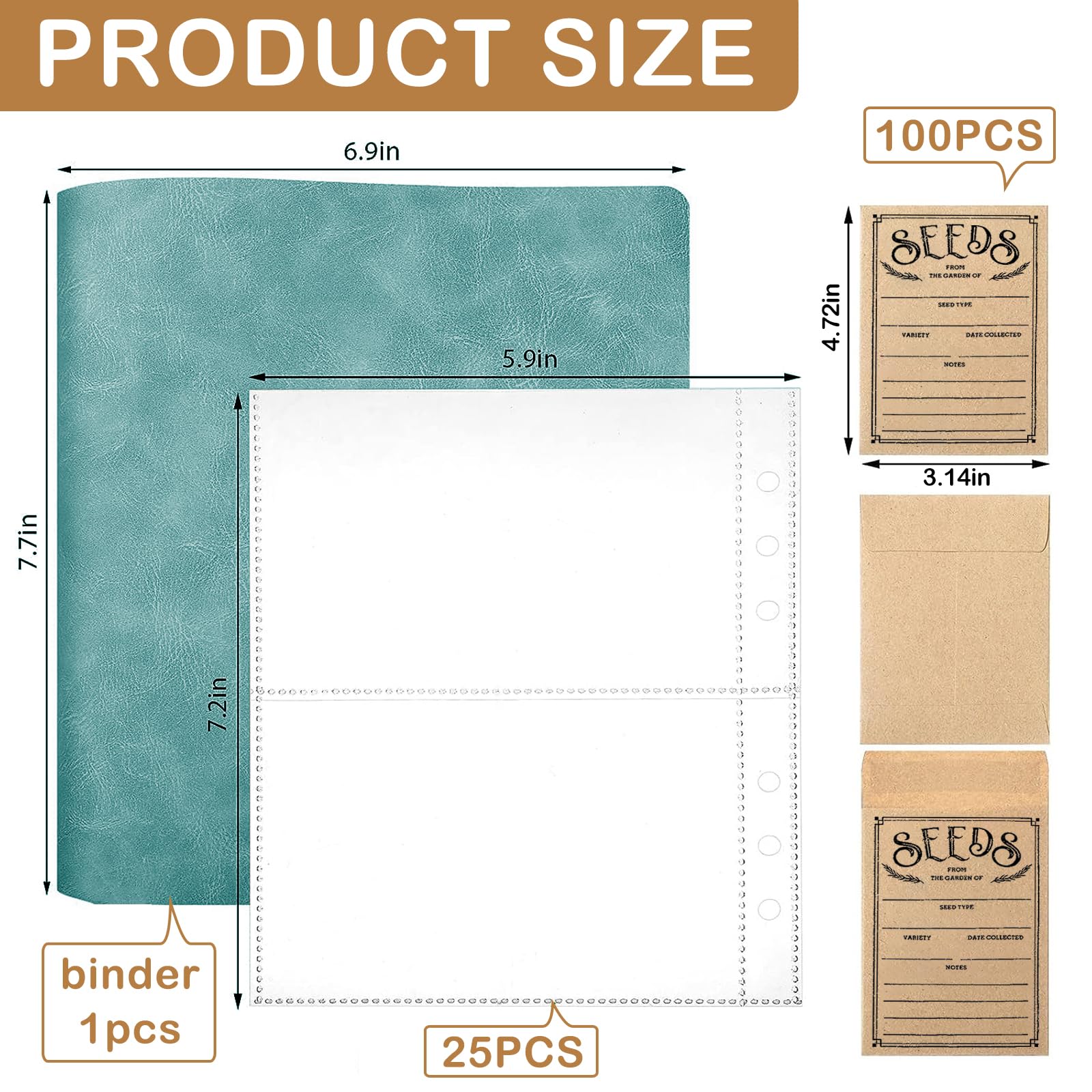 Lot de 100 enveloppes de stockage de semences, organiseurs auto-scellants pour jardin, paquets d'économie de graines idéales pour chaque jardinier (vert)