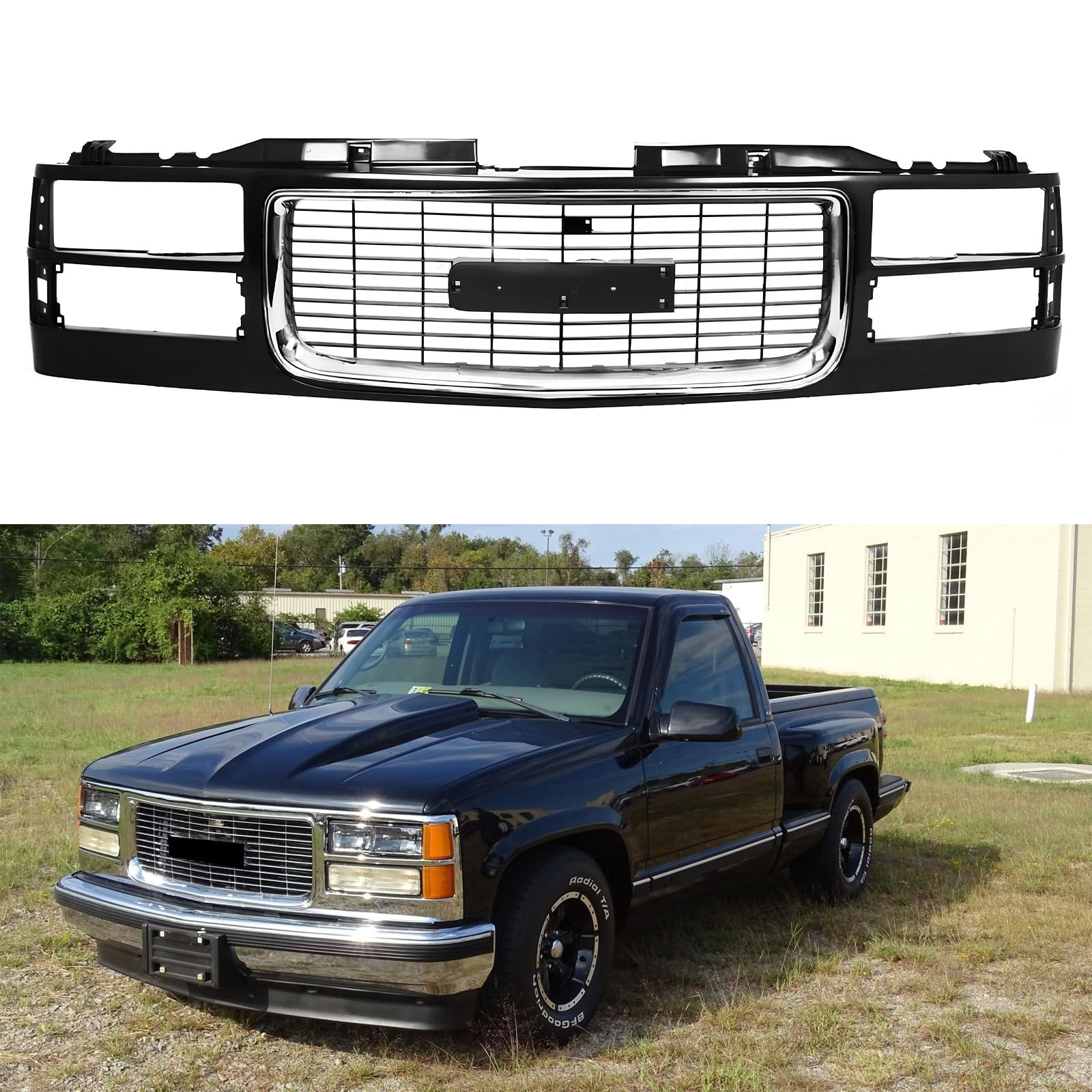 Amazon.com: Black Grille with Chrome Center Fit for 1994-1998 GMC