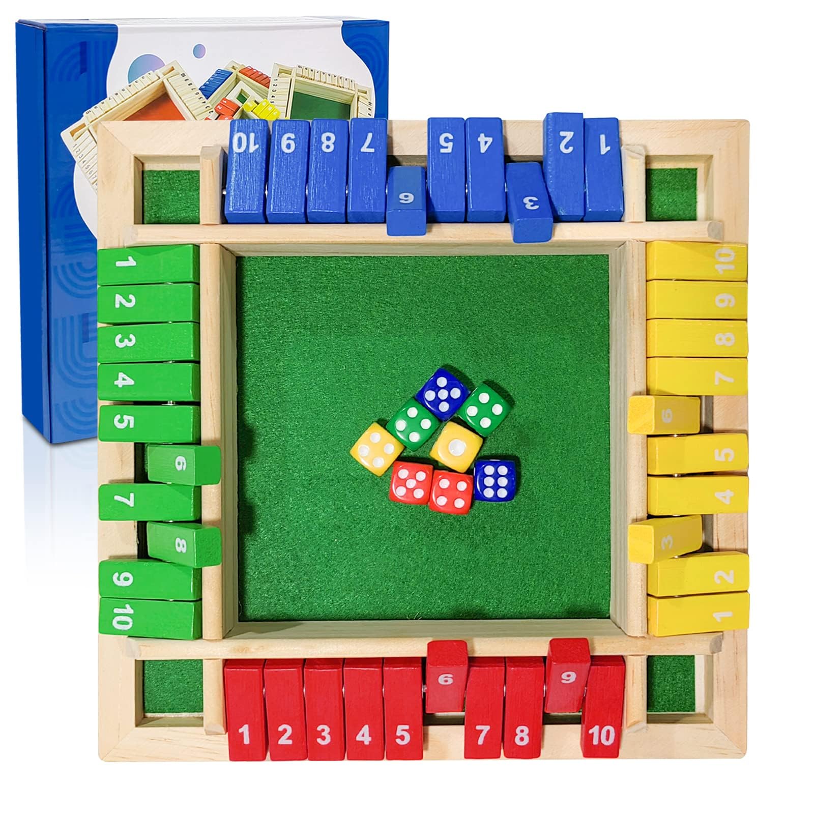 COOLive Board Game for 2 Players | Shut The Box Game | Wooden Board | Adults, Kids | 2-4 Player