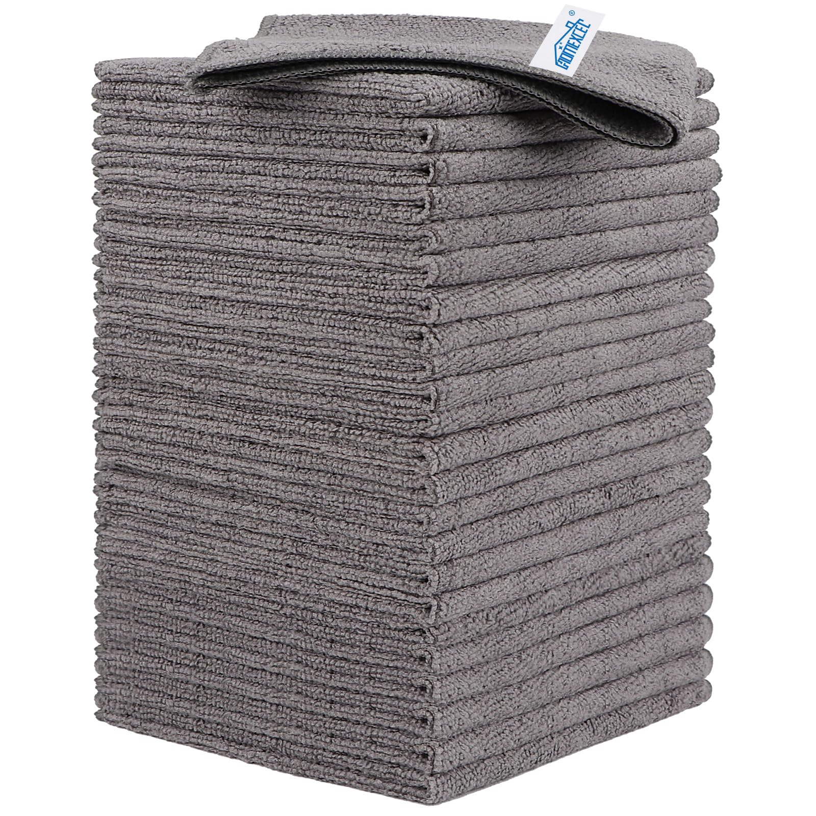 HOMEXCEL Microfiber Cleaning Cloths, 24 Pack Cleaning Towels for Kitchen, Lint Free, Scratch-Free, Highly Absorbent, and Reusable Cleaning Rags for House, Window and Glass, Cars, 12 X12 inch, Grey