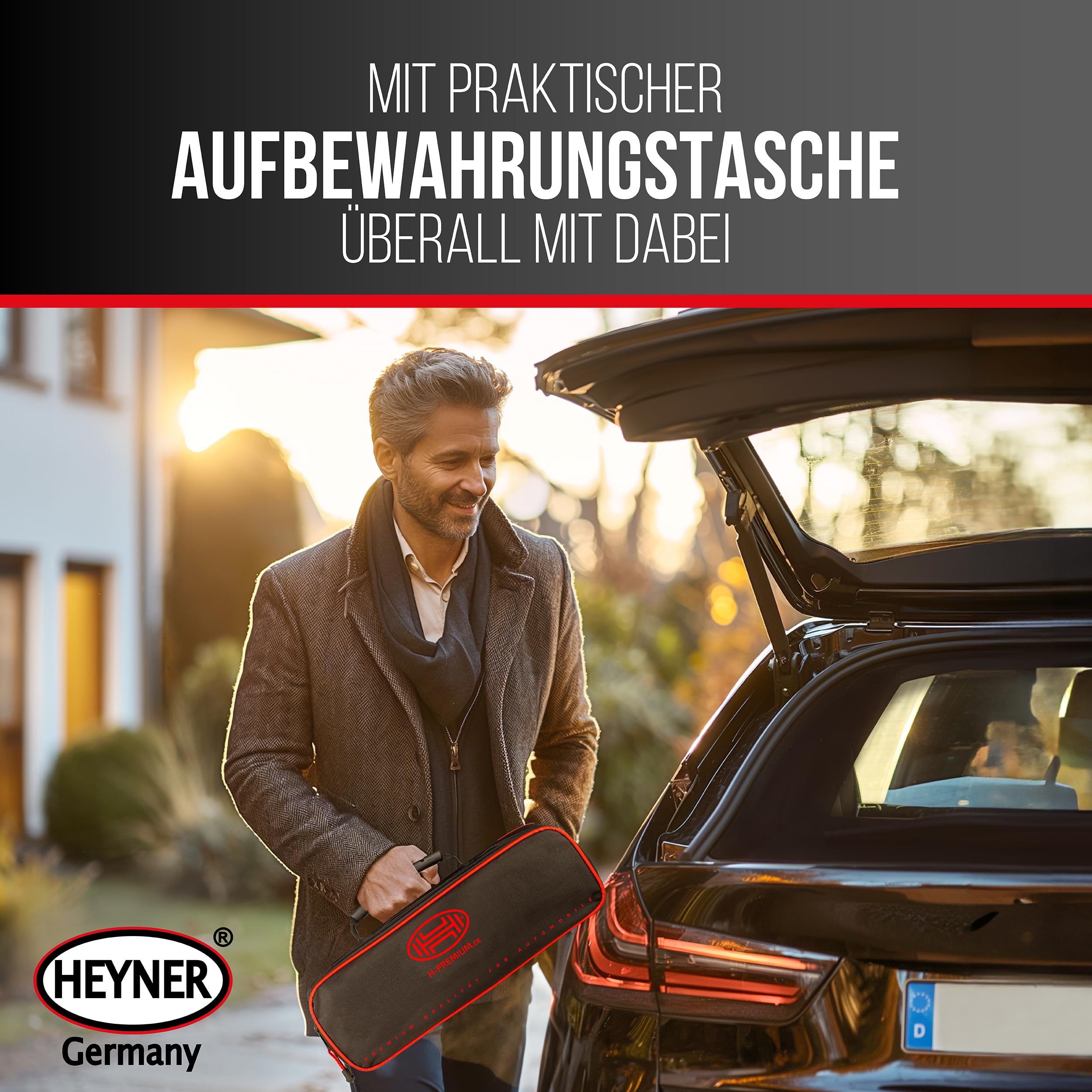 HEYNER® OEM Scherenwagenheber mit 1,1 t Tragkraft passend für VW Caddy | Geeignet ab Baujahr 2011, Nur für Frontantrieb Modelle, Erstausrüsterqualität, Top Qualität Made in EU, inklusive Tasche