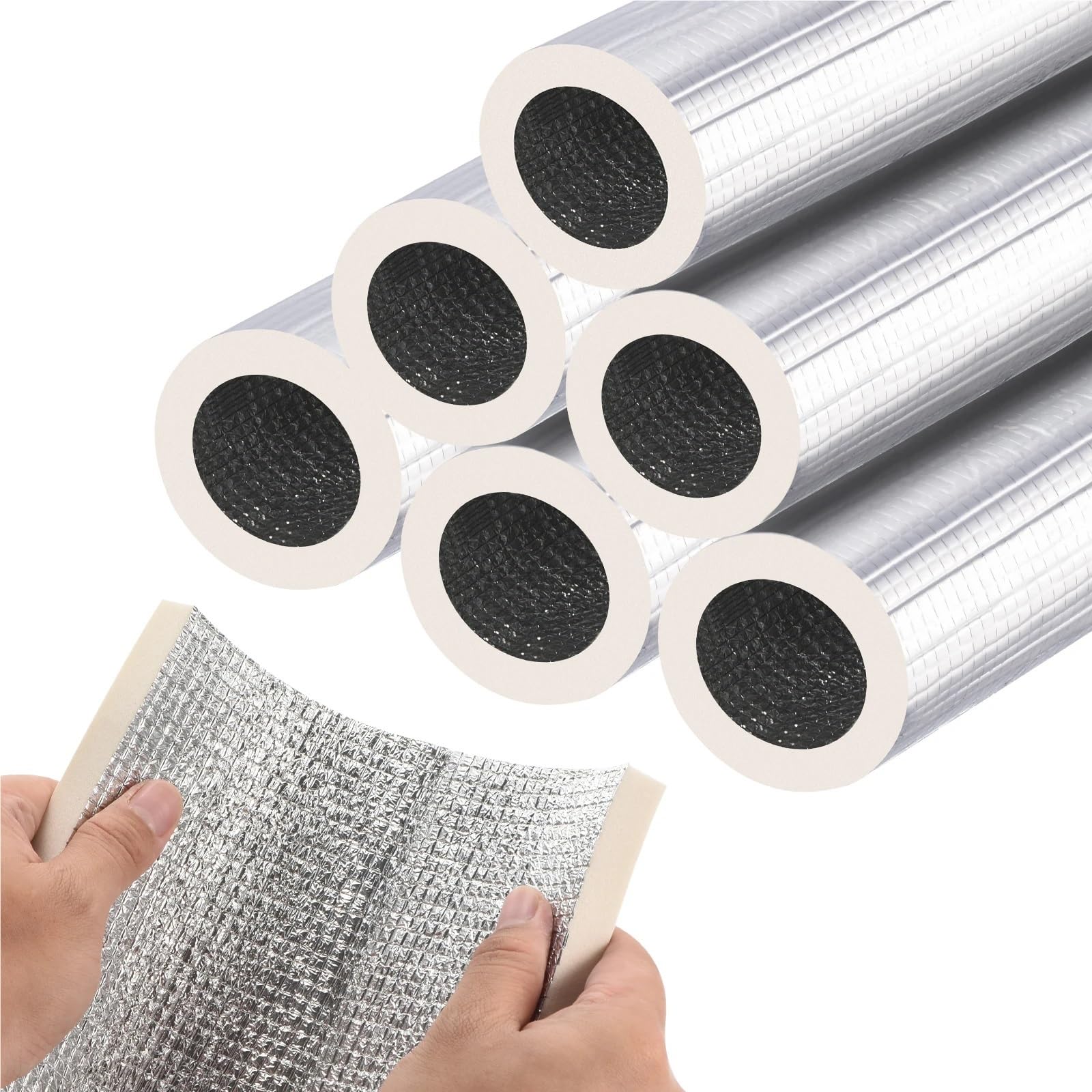 6 fundas de aislamiento de tuberías, lámina de aluminio autoadhesiva de 40 cm