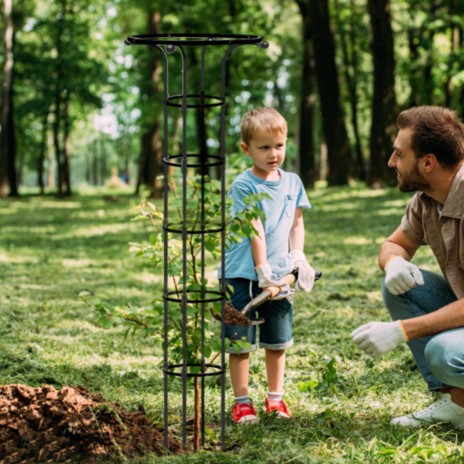 Obélisque de Jardin en Tubes en Acier pour Plants Grimpantes